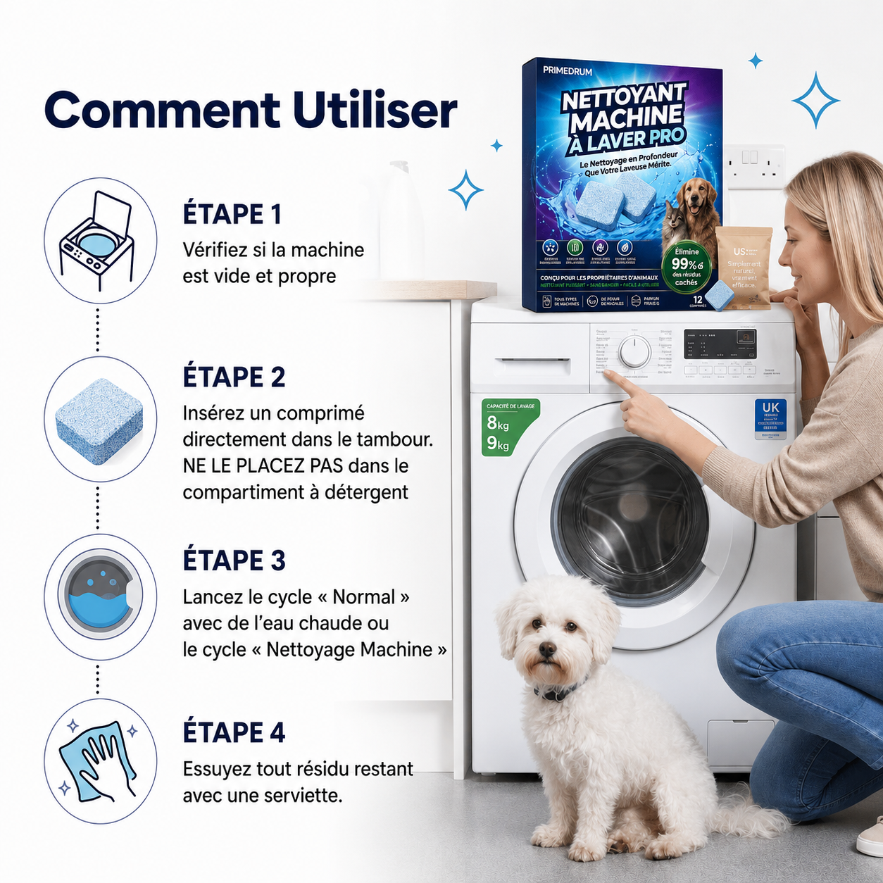 Evlya – Nettoyant Pro pour machine à laver