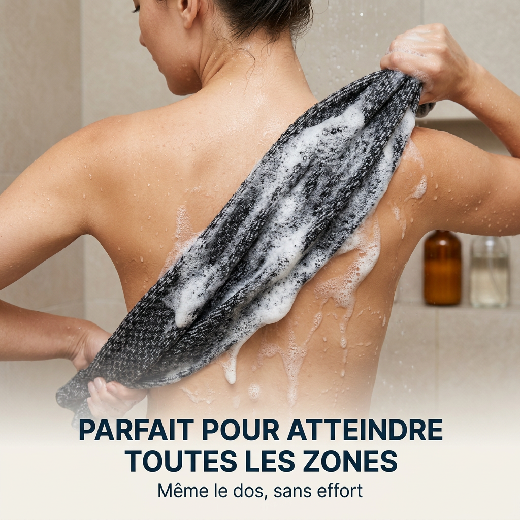 Serviette de douche exfoliante