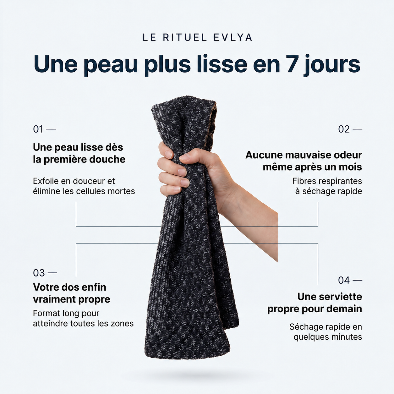 Serviette de douche exfoliante