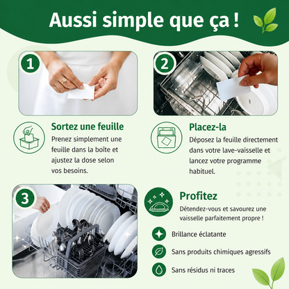 Feuilles de lave-vaisselle écologiques