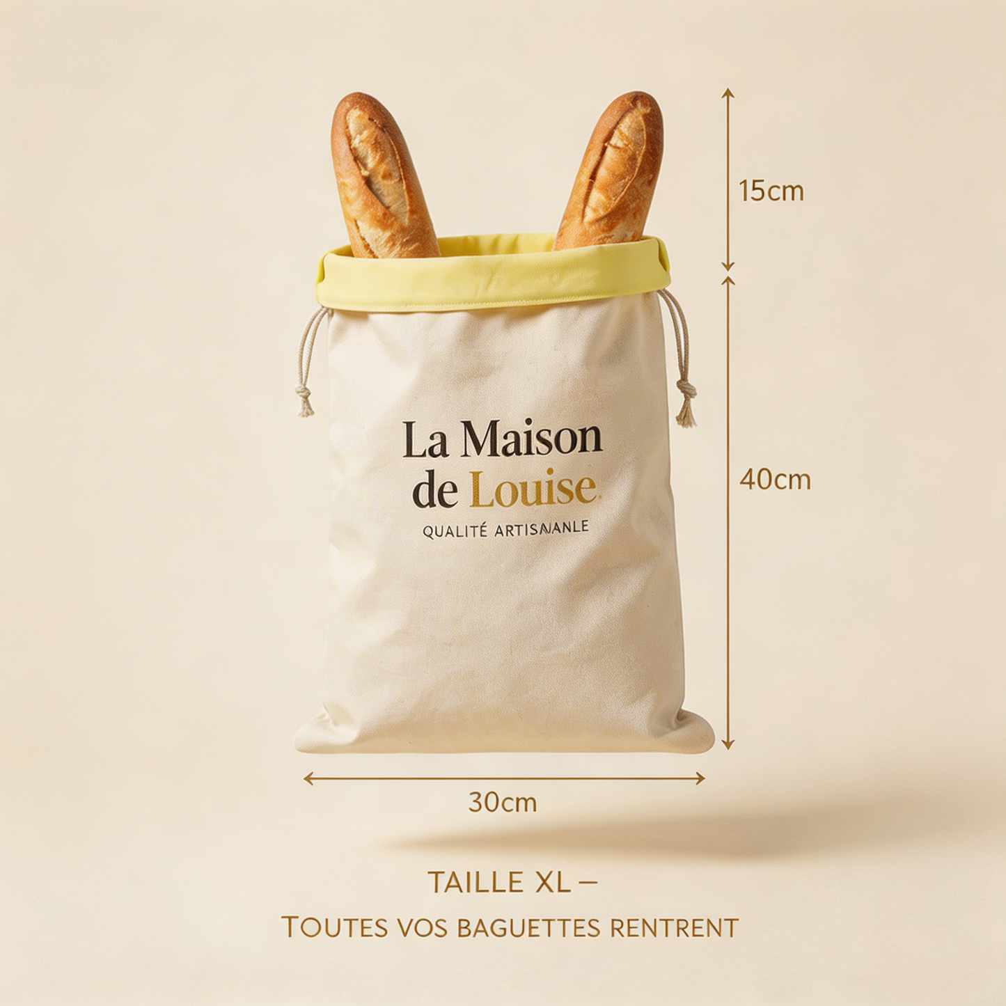 Sac à pain en cire d'abeille Evlya – Format 30 × 40 cm